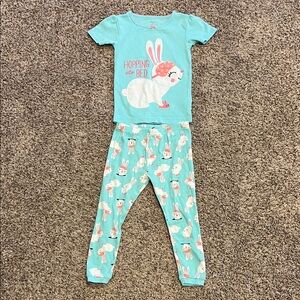 Simple Aqua Bunny Pajama Set